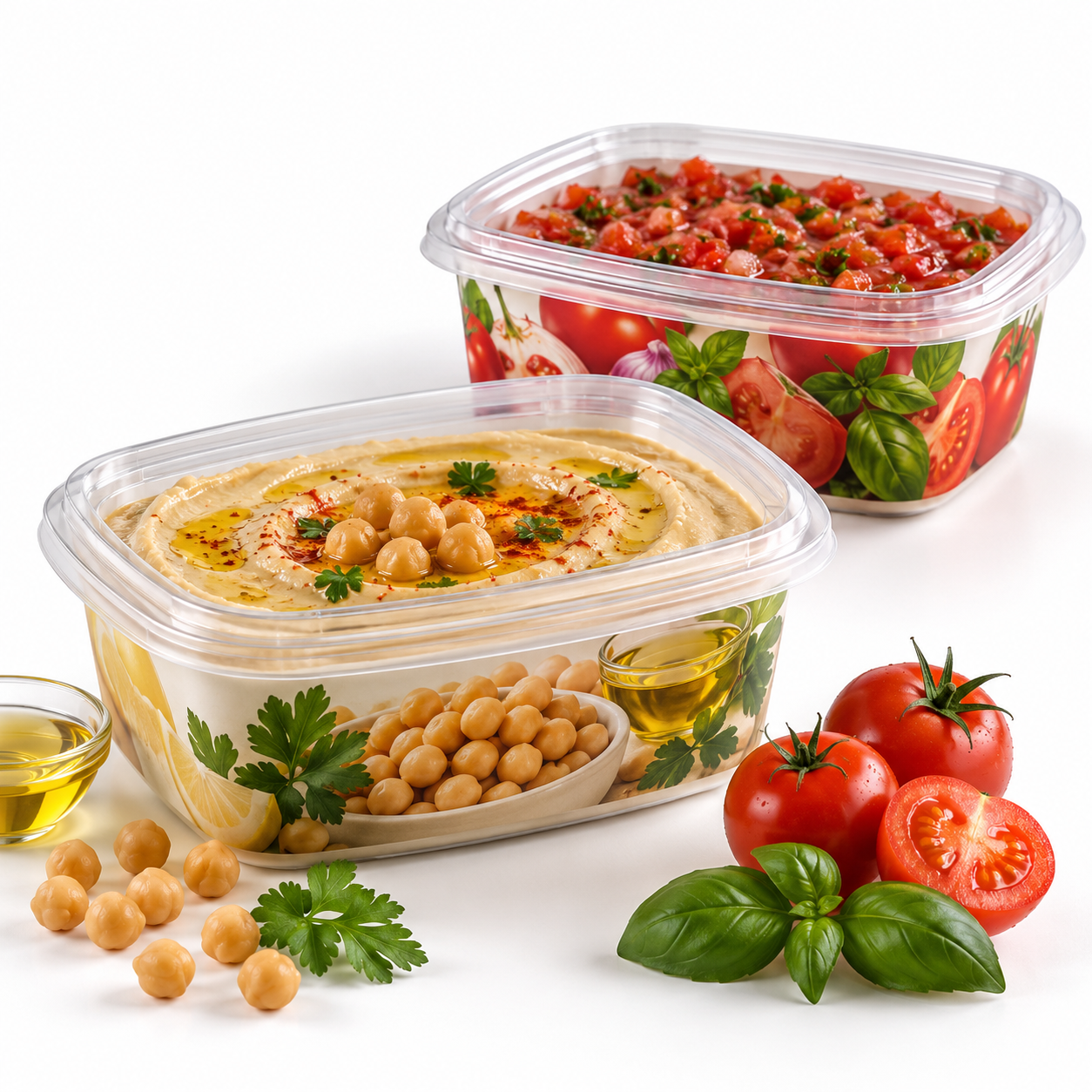 Printed IML tubs for dips and food products